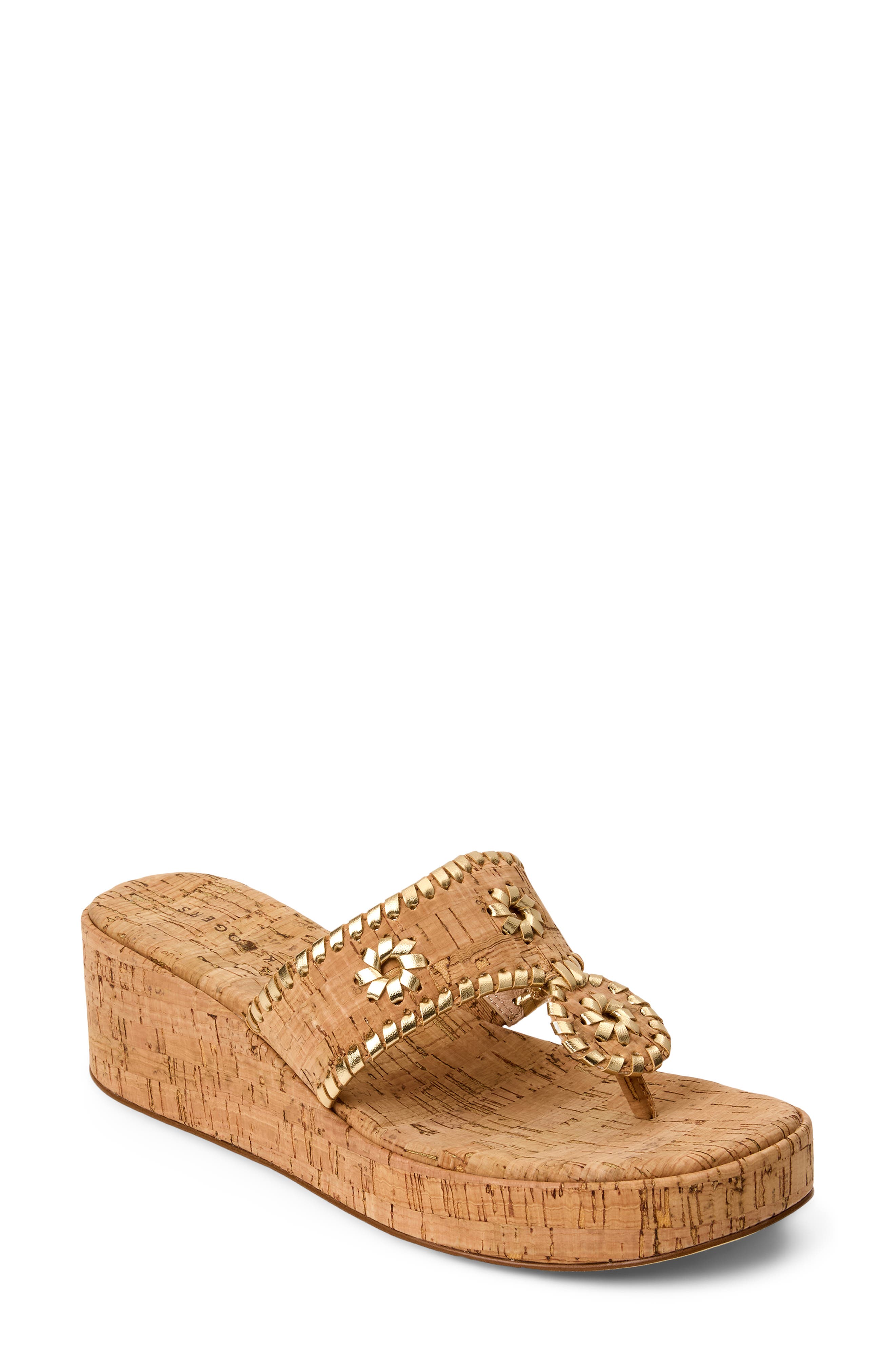 Jack Rogers Jacks High Wedge Sandal, Main, color, Cork/ Gold