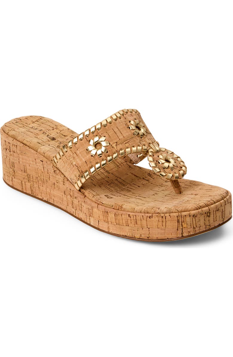 Jack Rogers Jacks High Wedge Sandal, Main, color, Cork/ Gold