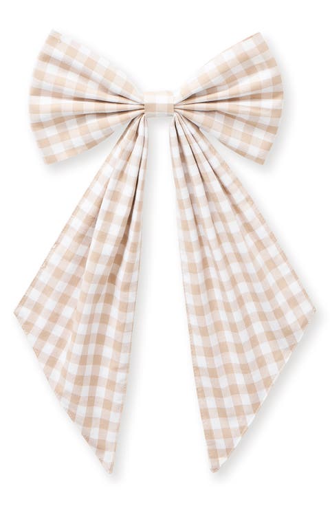 Camel Gingham Cotton Wreath Bow