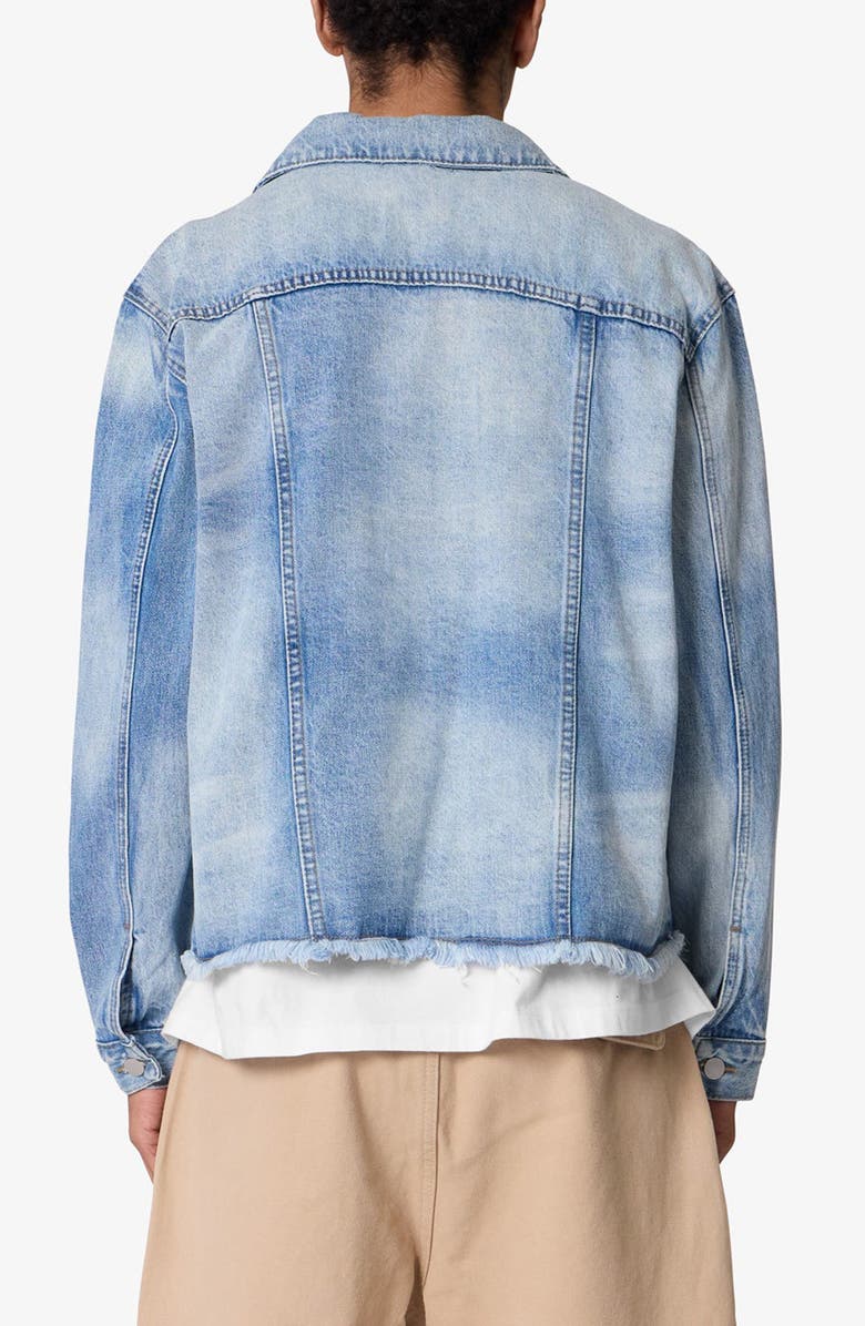 mnml Sun Washed Frayed Denim Jacket, Alternate, color, Light Blue