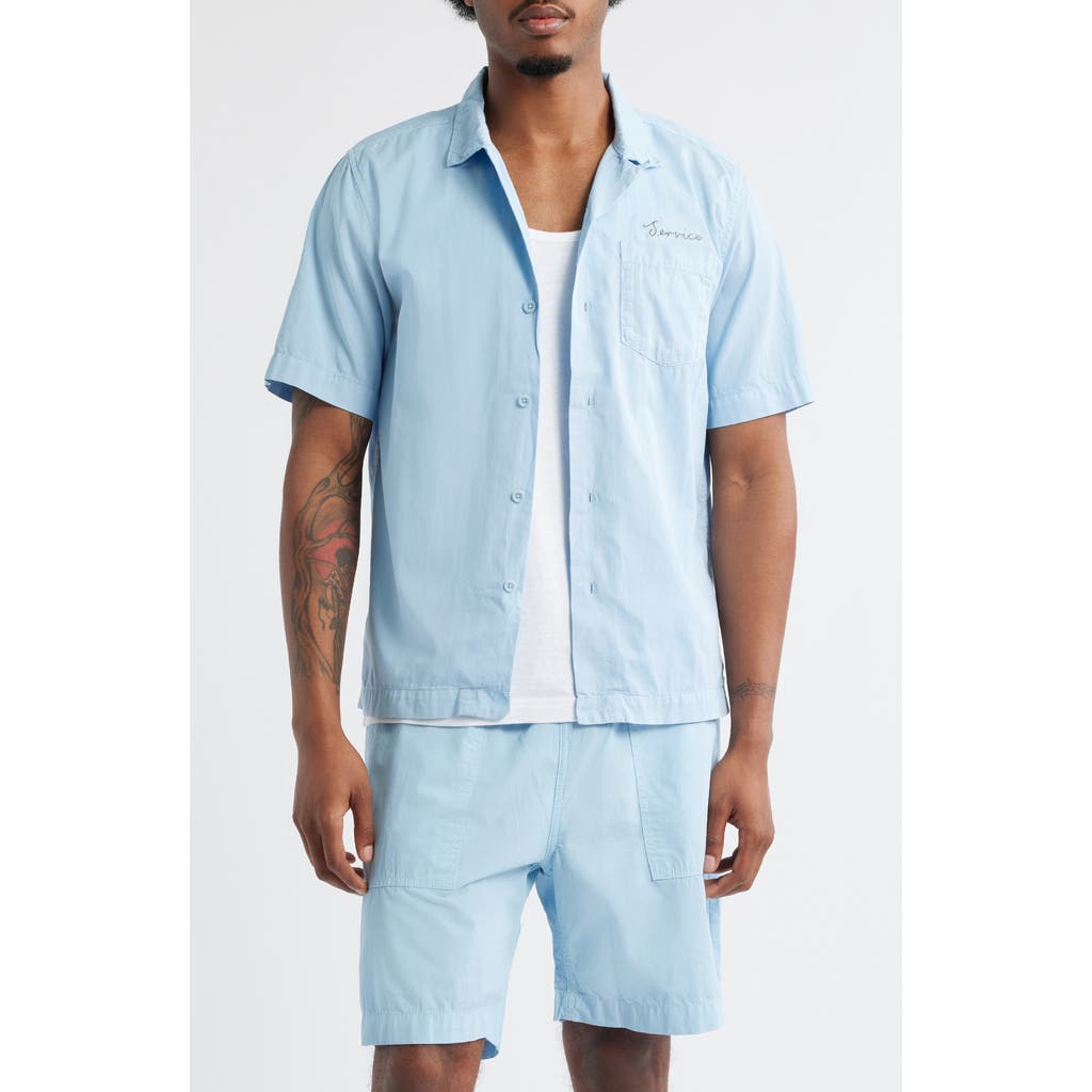 Service Works Script Logo Organic Cotton Camp Shirt In Blue