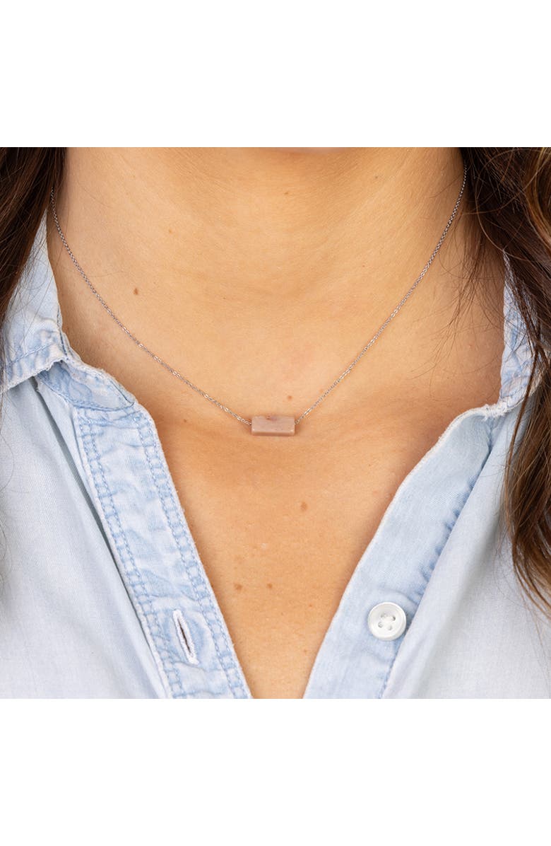 Totalee Gift You're a Gem Necklace, Pink Burnished Brass Pink, Alternate, color, Metallic Silver