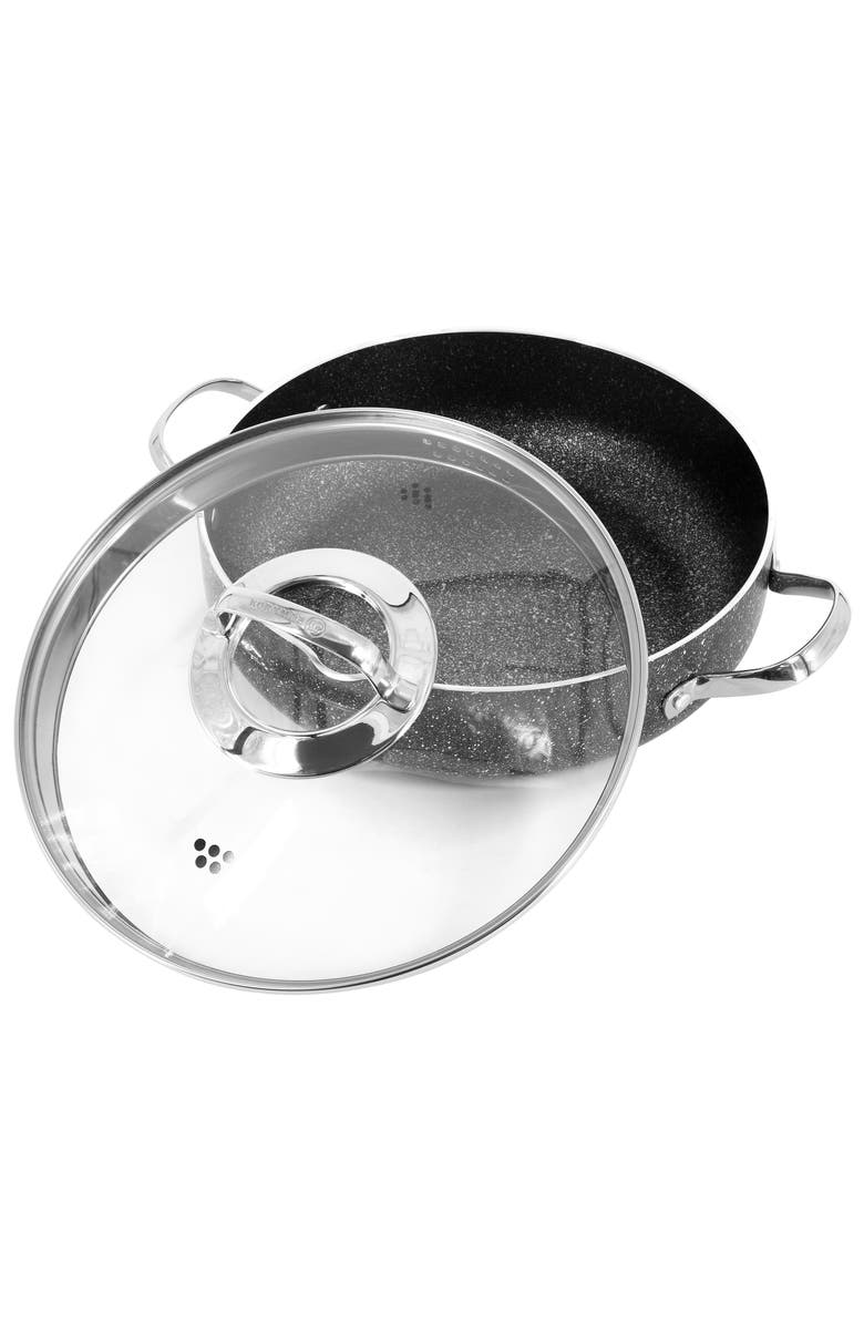 Korkmaz Galaksi Non Stick 9.5 Inch 2.8 Liter Low Casserole with Lid, Alternate, color, Black