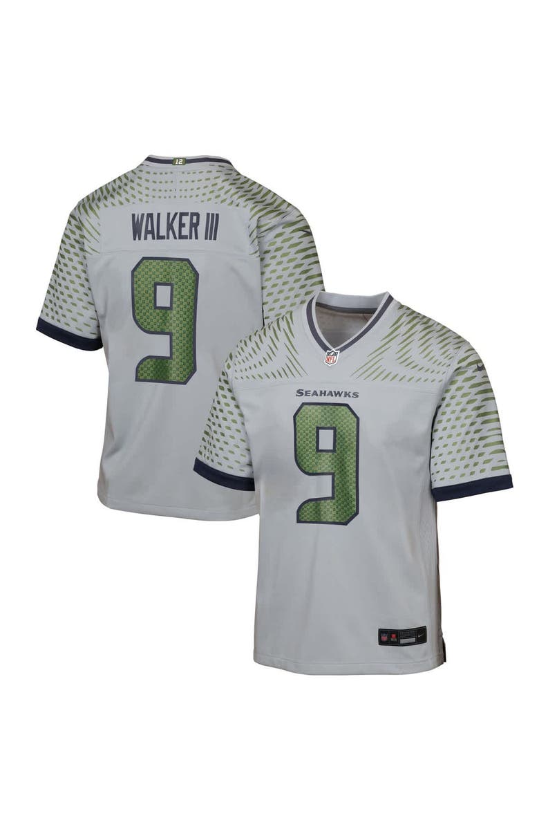 Nike Youth Nike Kenneth Walker III Wolf Gray Seattle Seahawks 2025 Rivalries Collection Game Jersey, Main, color, Gray