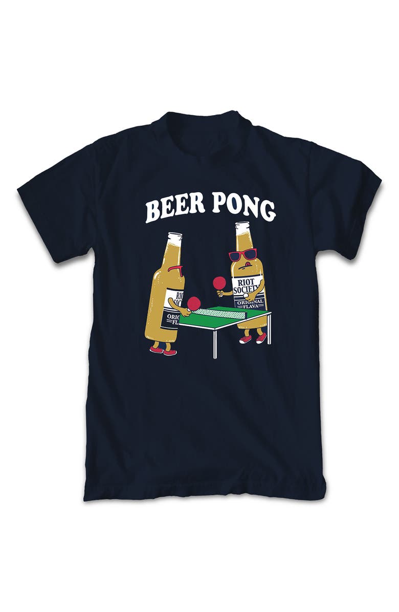 RIOT SOCIETY Beer Pong Graphic T-Shirt, Main, color, Blue