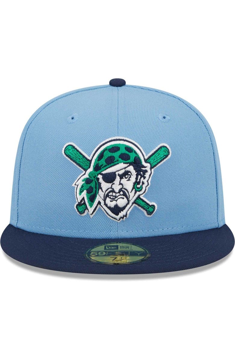 New Era Men's New Era Light Blue/Navy Pittsburgh Pirates Green Undervisor 59FIFTY Fitted Hat, Alternate, color, 