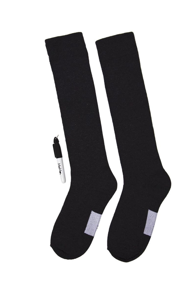 MeMoi Write On Camp Kids Knee High Socks 3-Pack, Alternate, color, Black