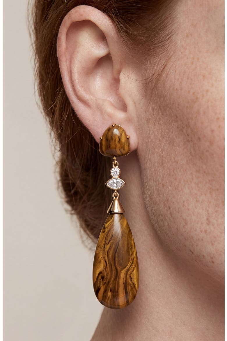 Tiger's Eye Solstice Drop Earrings, Alternate, color, TIGERS EYE