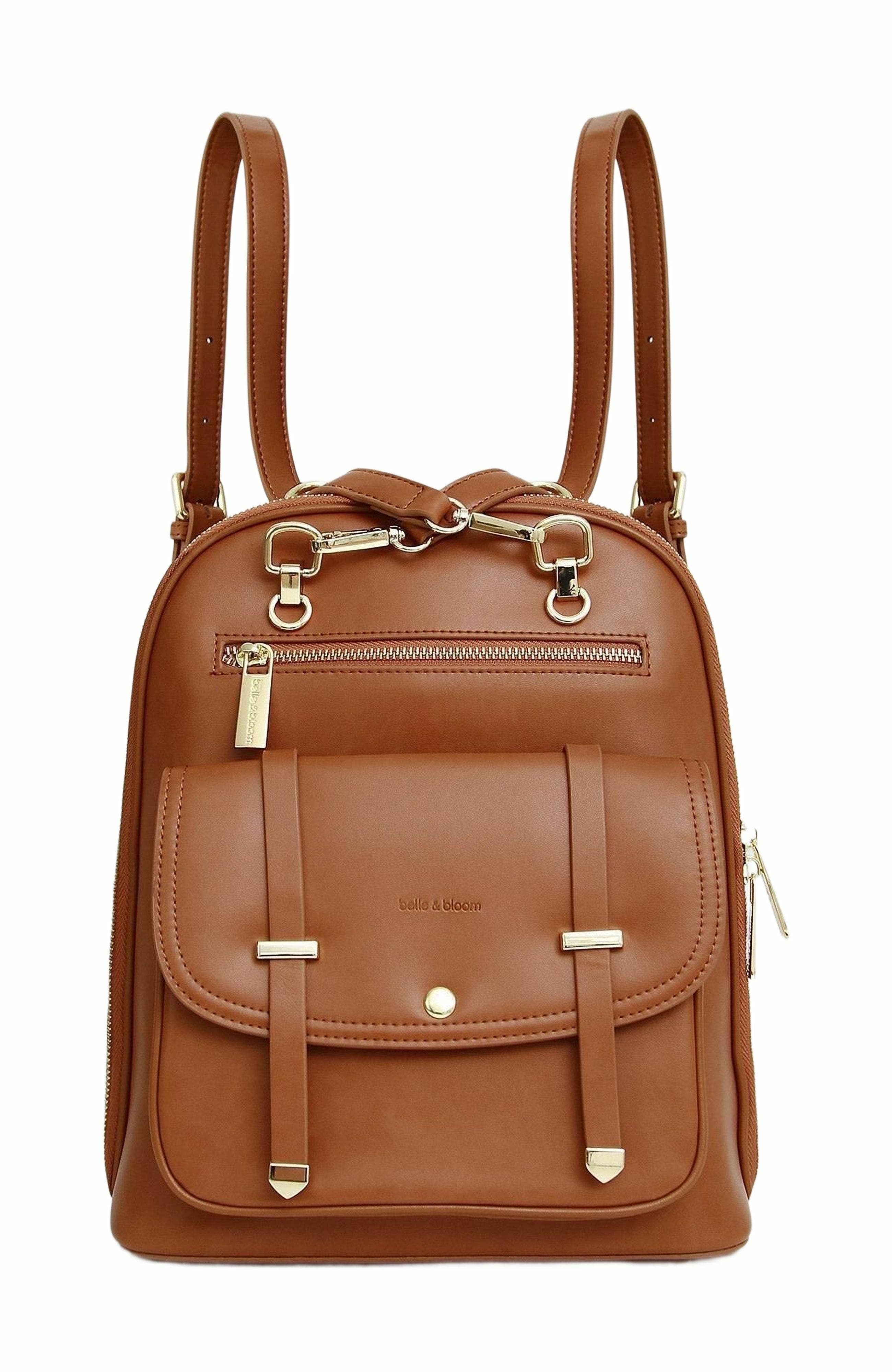Belle & Bloom 5th Ave Leather Backpack, Alternate, color, Camel