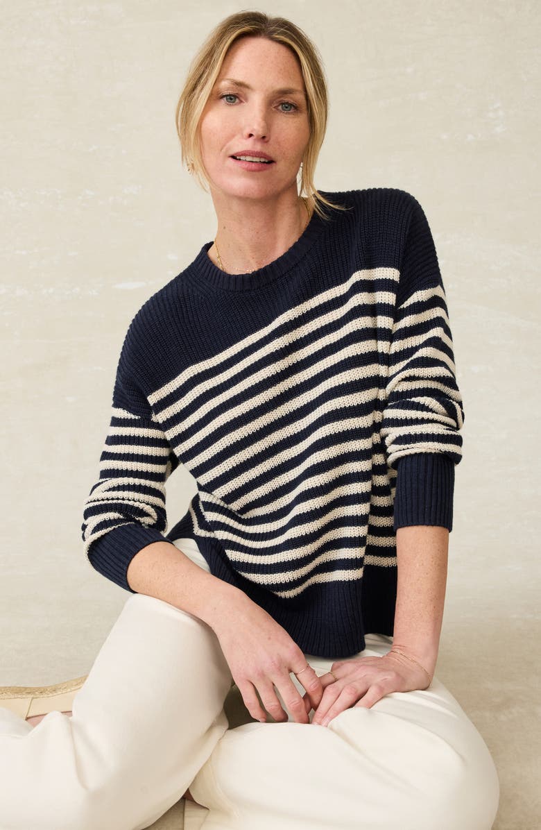 Faherty Miramar Stripe Linen & Organic Cotton Sweater, Alternate, color, Lighthouse Point
