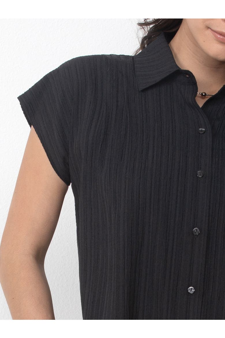 Button Front Shirt with Palazzo Pants Set, Alternate, color, Black