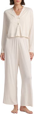 Splendid Pointelle Cardigan, Camisole & Pants Pajamas