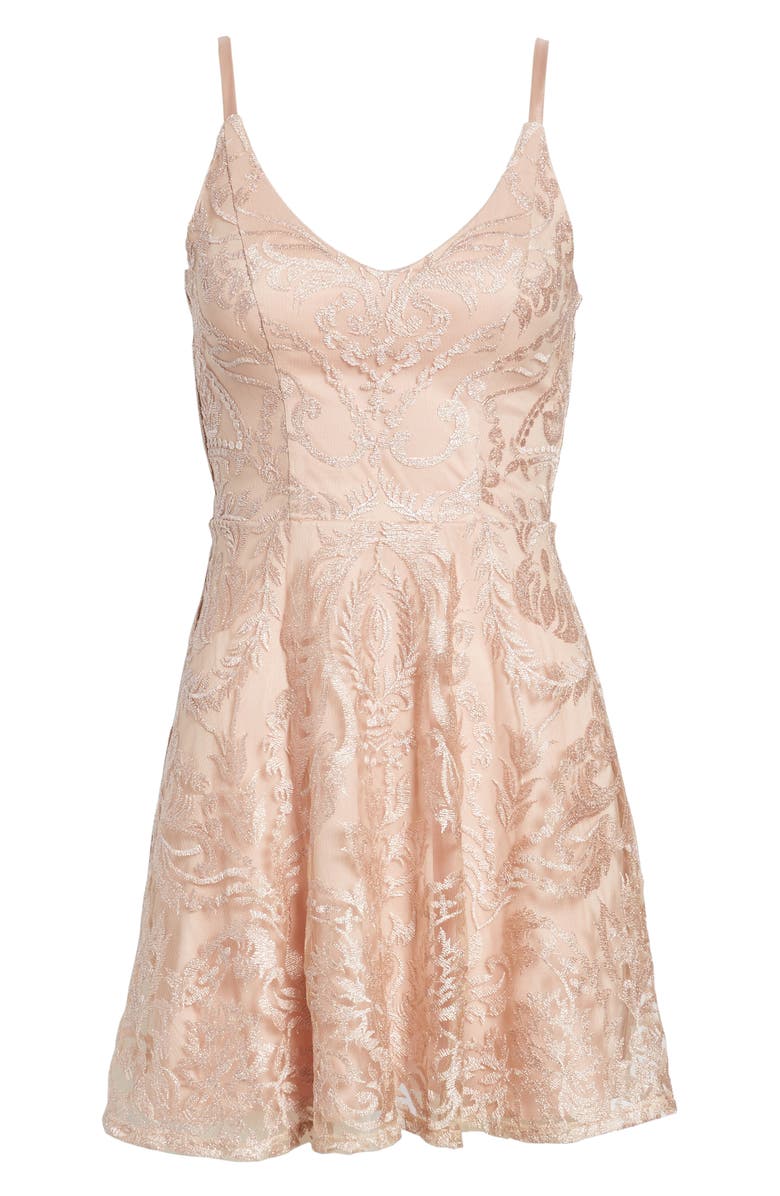 Speechless Embroidered Mesh Skater Dress, Alternate, color,