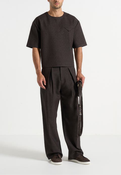 Leon Boxy Cropped Hatched T-Shirt