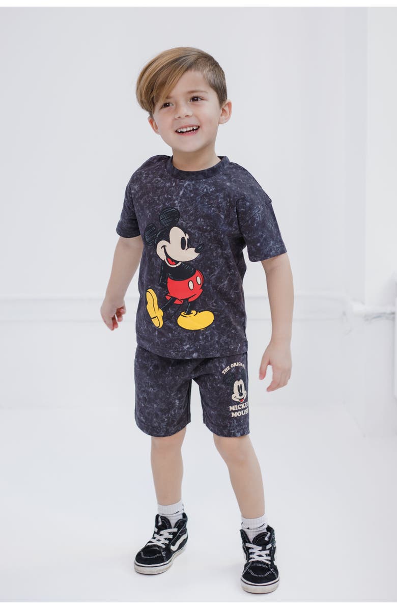 Disney Mickey Mouse & Friends Wash T-Shirt & Shorts Set, Alternate, color, Mickey Mouse & Friends Black
