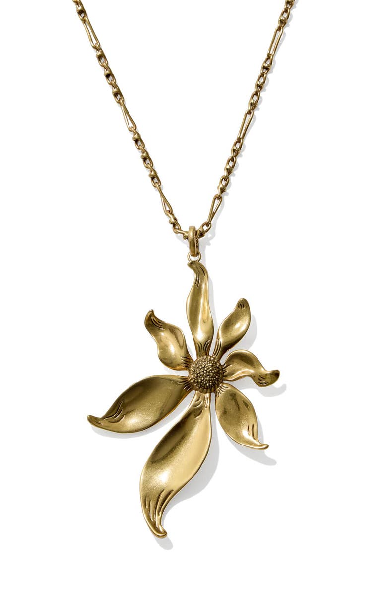 Kendra Scott Anya Flower Pendant Necklace, Main, color, Vintage Gold