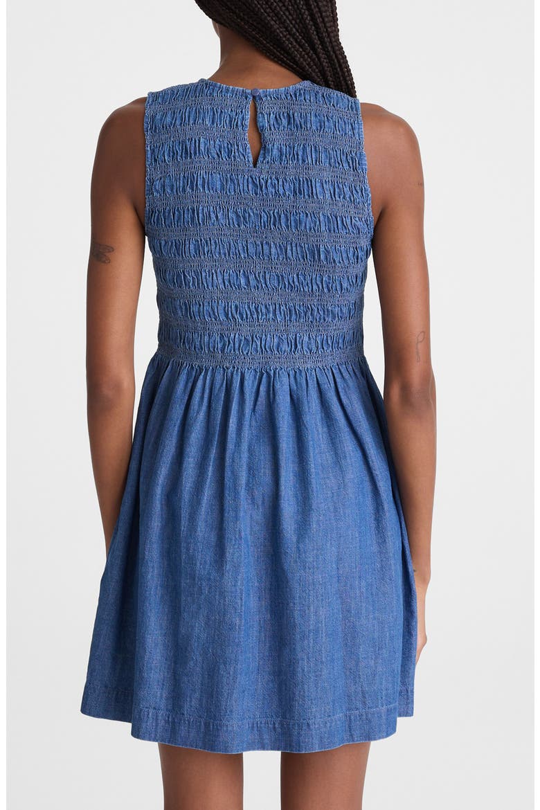 Melody Smocked Denim Minidress, Alternate, color, COVE WASH