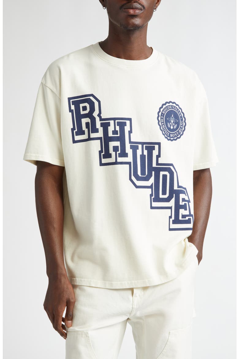 Collegiate Crest Graphic T-Shirt, Main, color, VINTAGE WHITE