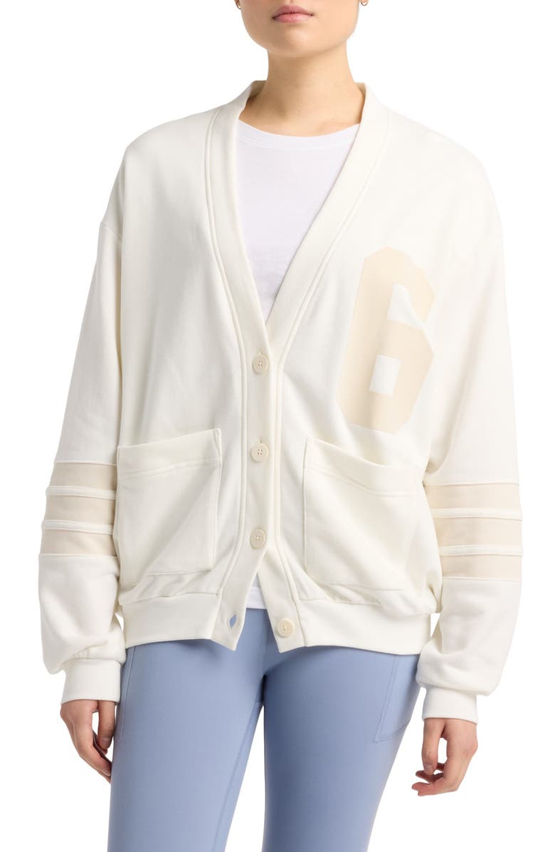 New Balance Coastal Fleece Oversize Cotton Blend Cardigan, Main, color, 