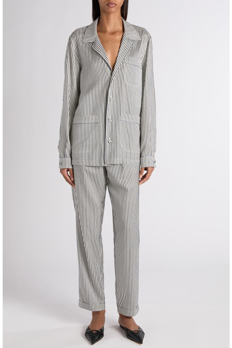 Stripe Silk Pajama Pants, Alternate, color, BLACK/ WHITE