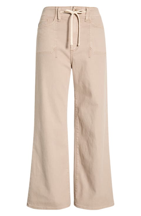 Ari Drawstring High Waist Wide Leg Pants (Petite)