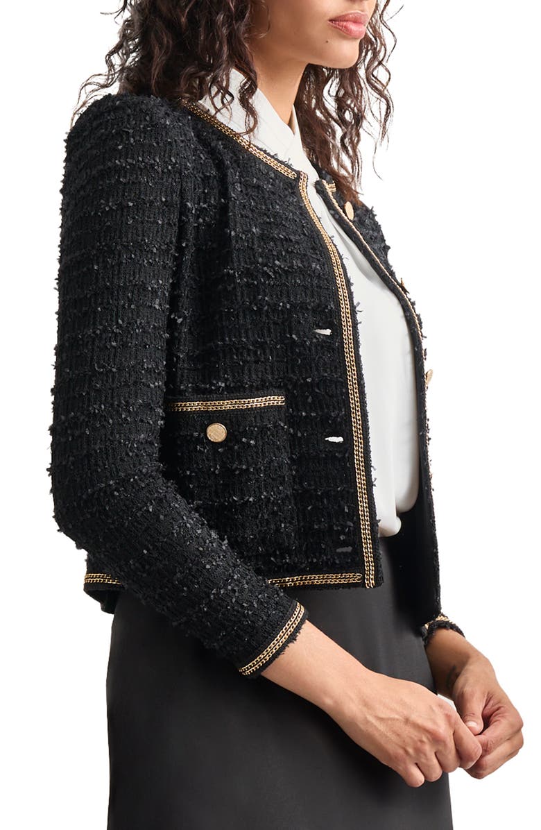 Misook Double Chain Trim Boxy Knit Jacket, Alternate, color,