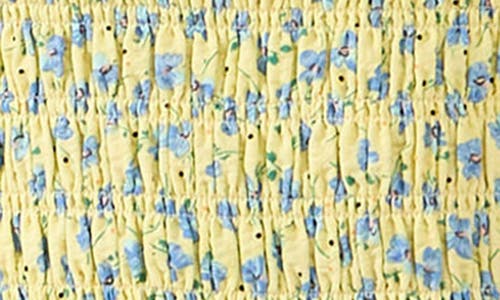 Free The Roses Floral Smocked Puff Sleeve Minidress In Yellow Multi