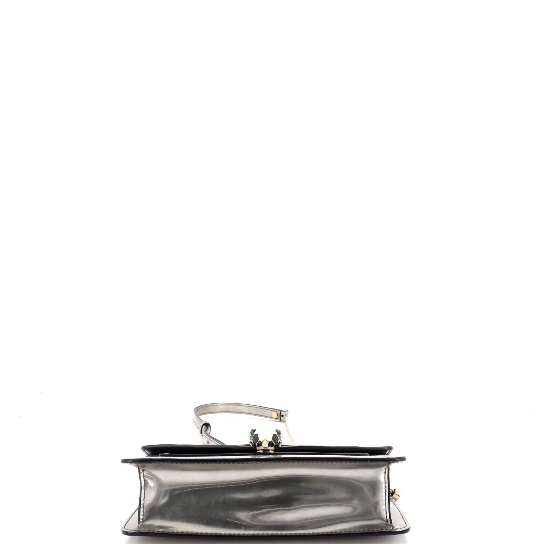 Serpenti Forever Shoulder Bag Patent Small, Alternate, color, Metallic Silver
