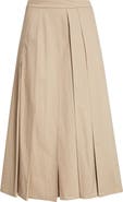 Emporio Armani Dune Pleated Stretch Cotton Poplin Skirt
