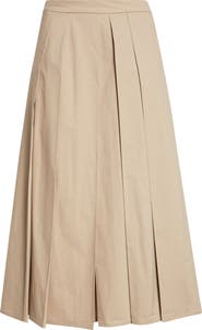 Giorgio Armani Dune Pleated Stretch Cotton Poplin Skirt