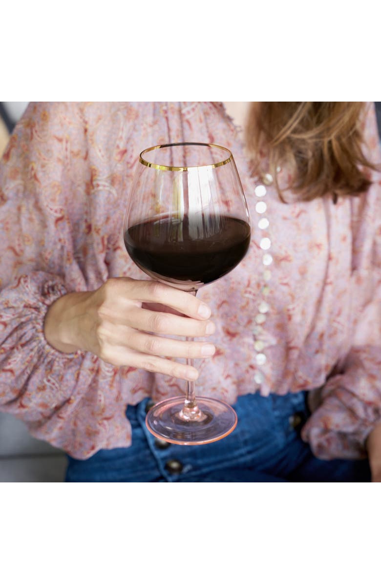 TWINE Rose Crystal Red Wine Glasses Set of 2, Alternate, color, Pink