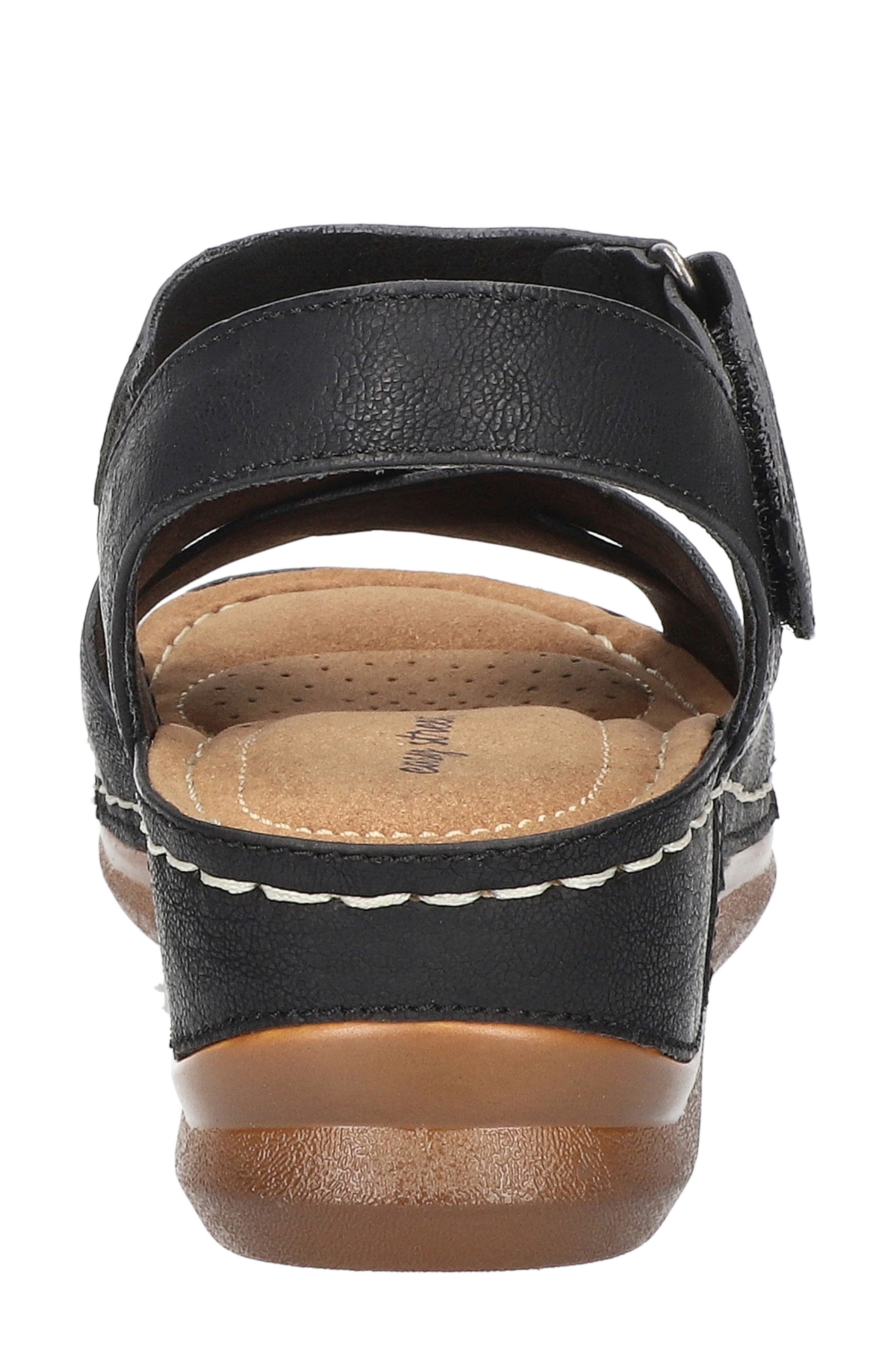 EASY STREET <p>Lani Faux Leather Wedge Sandal (Women) </p>, Alternate, color, Black