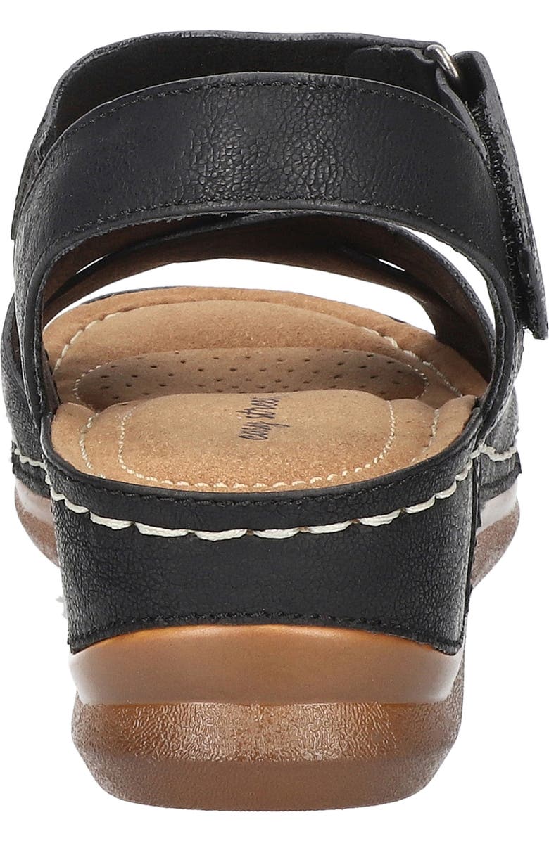 EASY STREET <p>Lani Faux Leather Wedge Sandal (Women) </p>, Alternate, color, Black