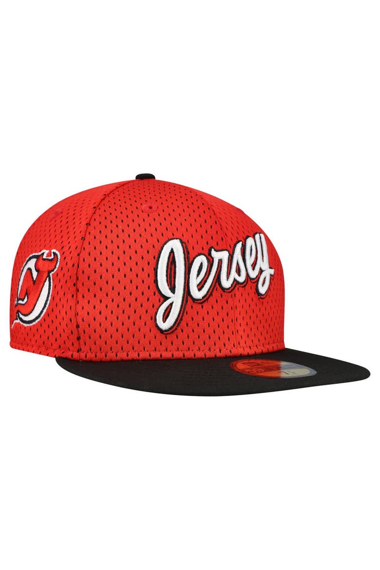 Men's New Era Red/Black New Jersey Devils Mesh Crown Two-Tone 59FIFTY Fitted Hat, Main, color, Red