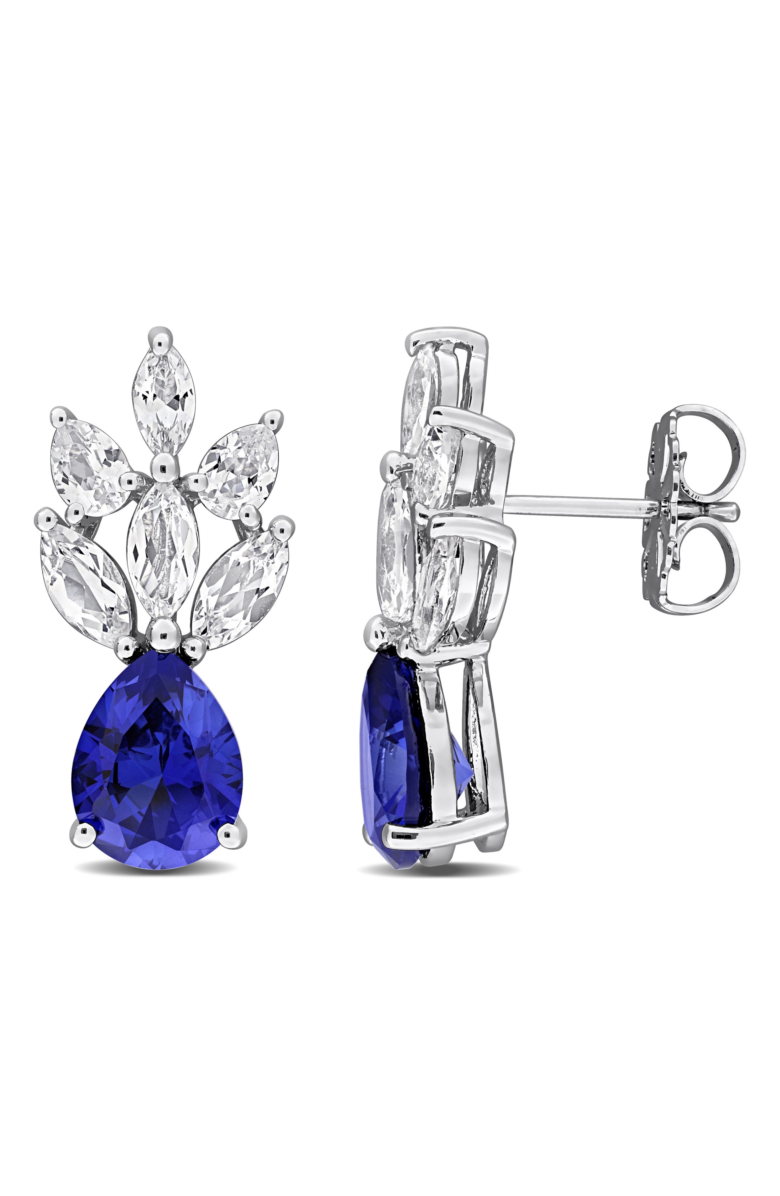 Lab Created Sapphire Drop Earrings
