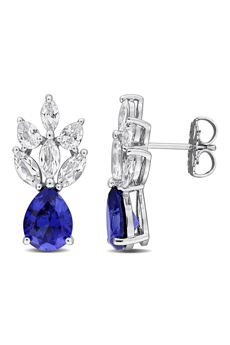 Lab Created Sapphire Drop Earrings, Main, color, BLUE