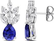 DELMAR Lab Created Sapphire Drop Earrings