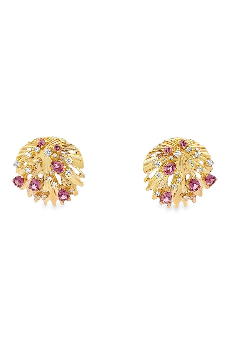 Bahia 18K Gold Pink Garnet & Diamond Earrings, Main, color, YELLOW GOLD