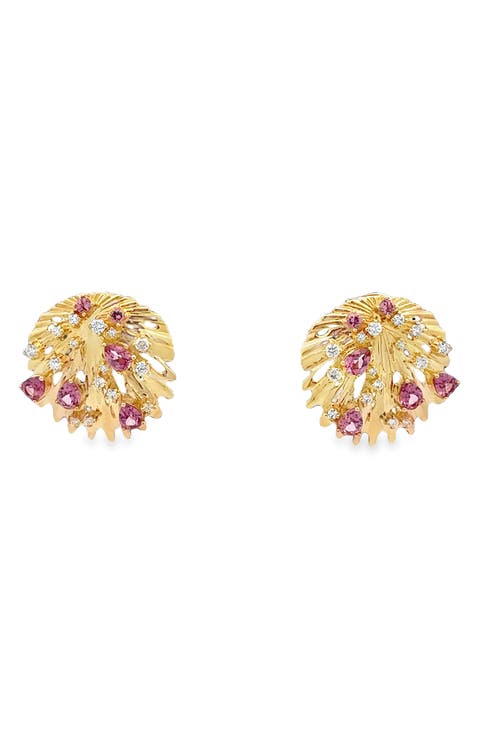 Bahia 18K Gold Pink Garnet & Diamond Earrings