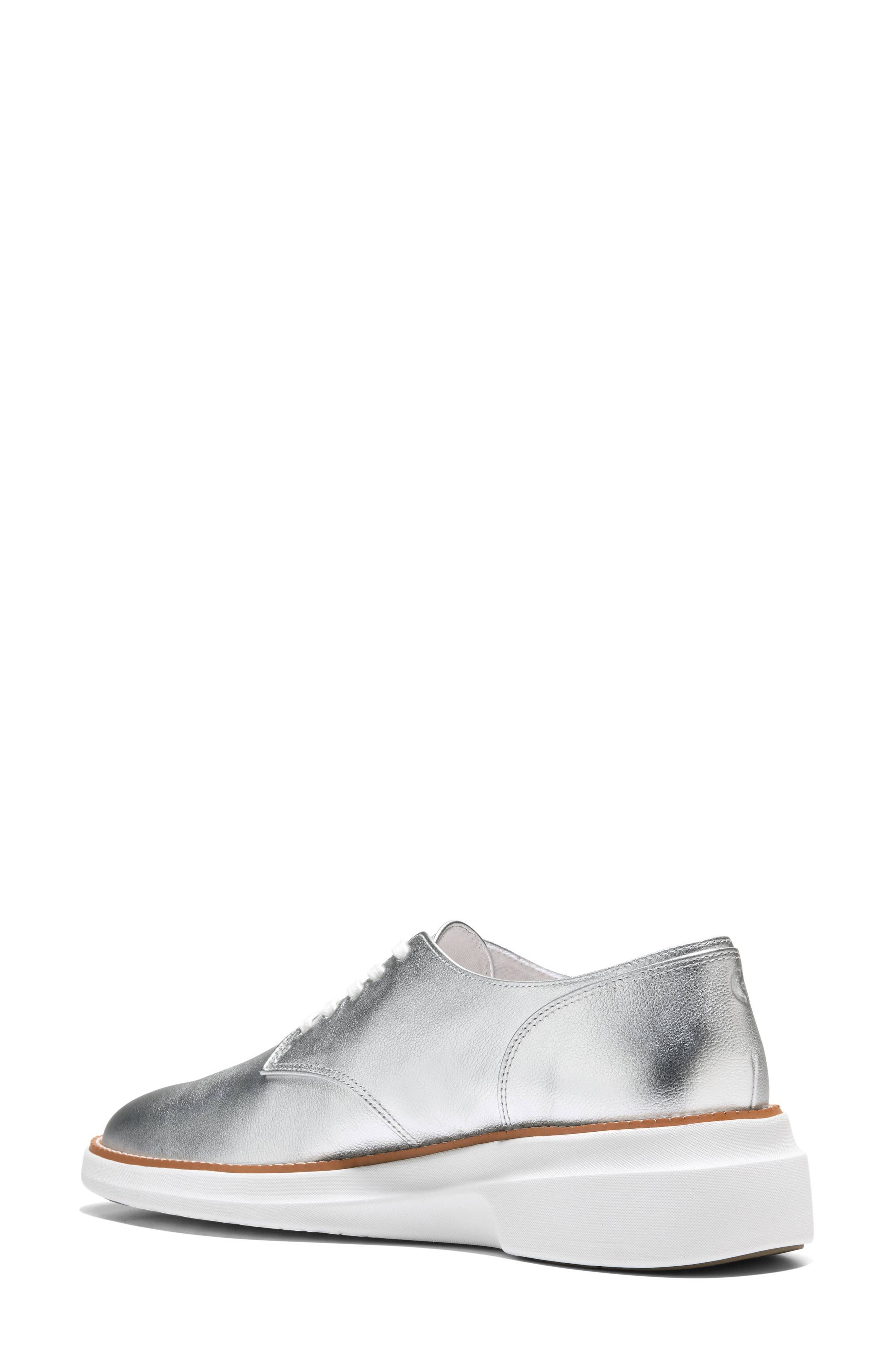 Cole Haan <p>Grand Shadowlite Leather Oxford (Women)</p>, Alternate, color, Silver Metallic Leather