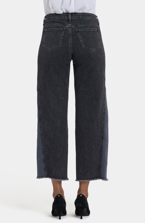 Nydj Teresa Two-tone Frayed Hem Wide Leg Jeans In Multi