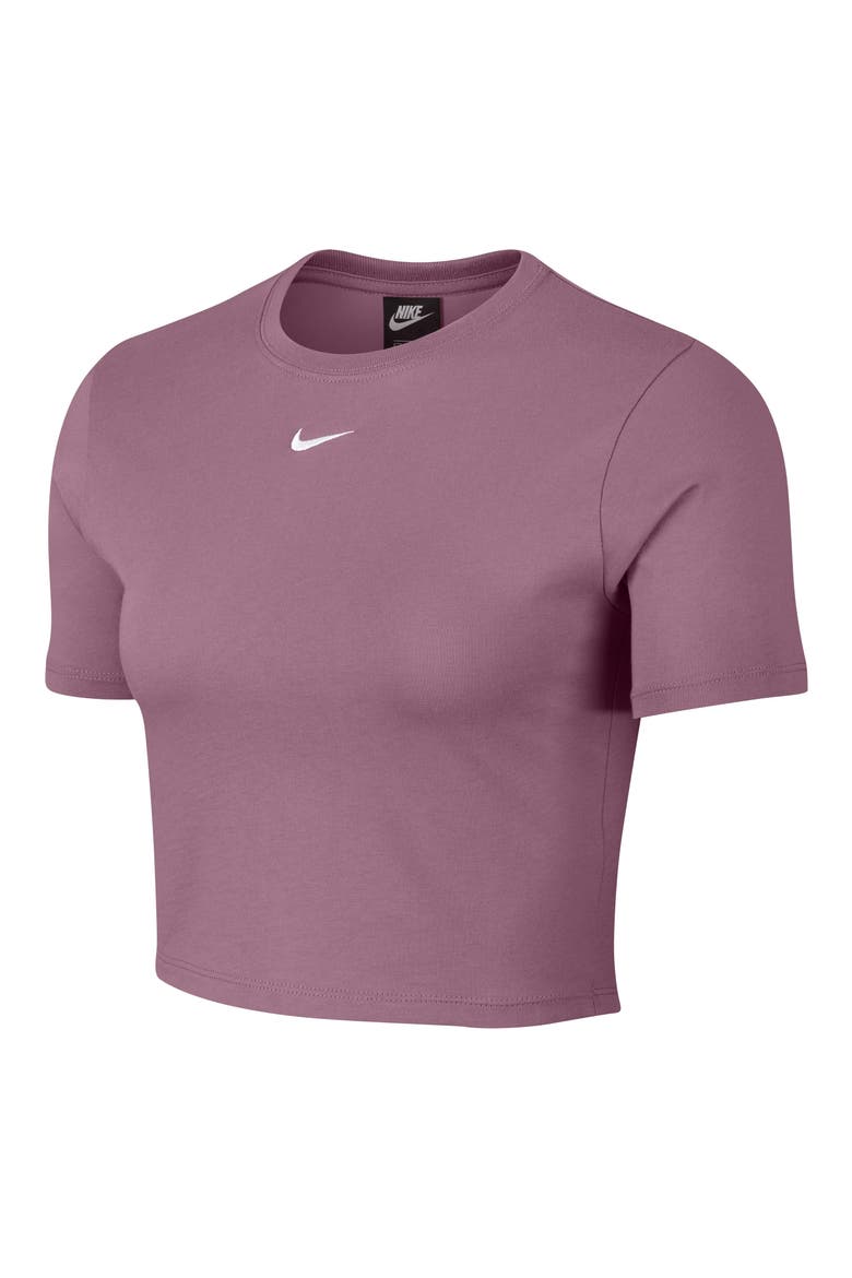Sportswear Slim Fit Crop Top, Main, color, PLUM DUST/ WHITE