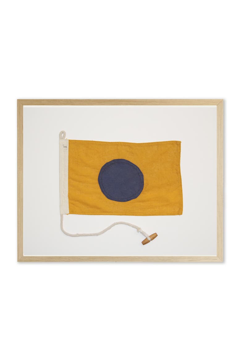 Yellow and Navy Flag in Natural Wooden Frame, Main, color, Multi