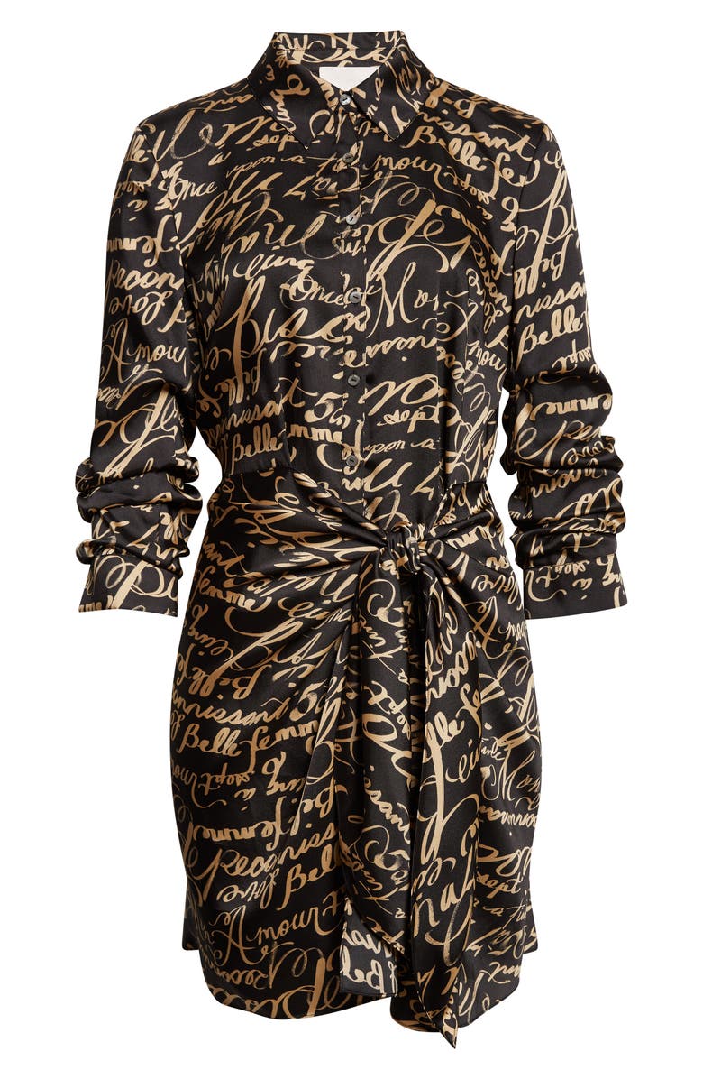 Cinq à Sept Love Journal Jacey Long Sleeve Shirtdress, Alternate, color, Black/ Khaki