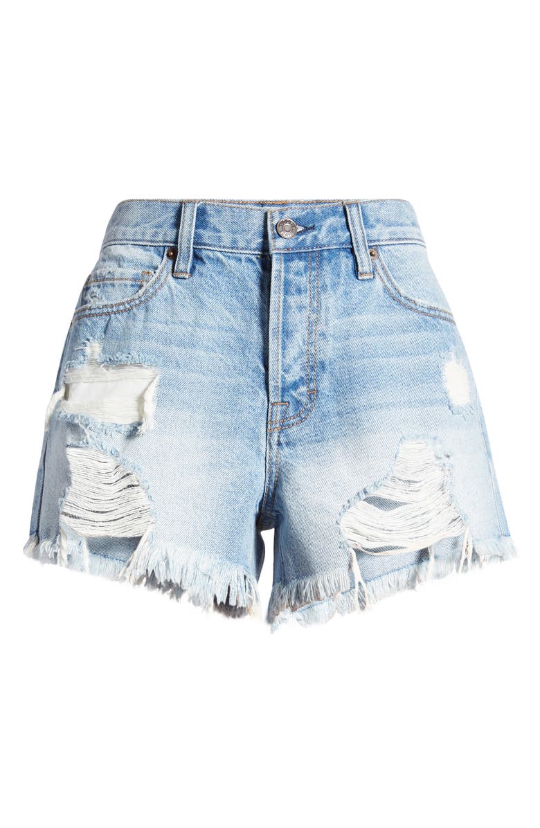HIDDEN JEANS Destroyed Nonstretch Denim Cutoff Shorts, Alternate, color, Light Wash