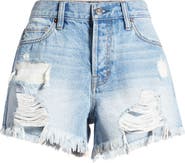 HIDDEN JEANS Destroyed Nonstretch Denim Cutoff Shorts