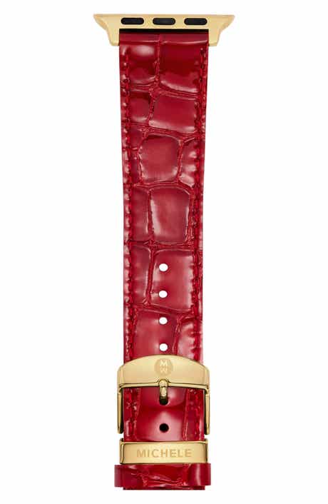 MICHELE Croc Embossed Leather 20mm Apple Watch® Watchband