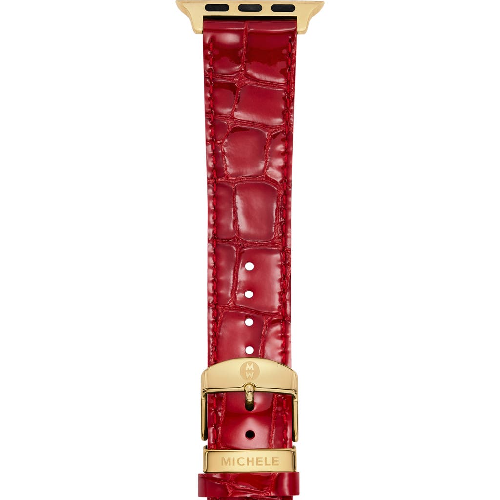 Michele Ruby Red Leather Bracelet Band For Apple Watch, 38-49mm In Red