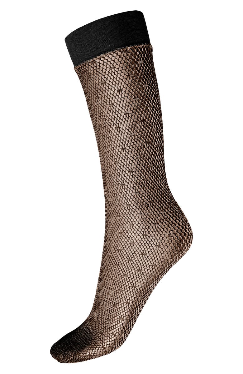 Wolford Dot Net Knee High Socks, Alternate, color, Black