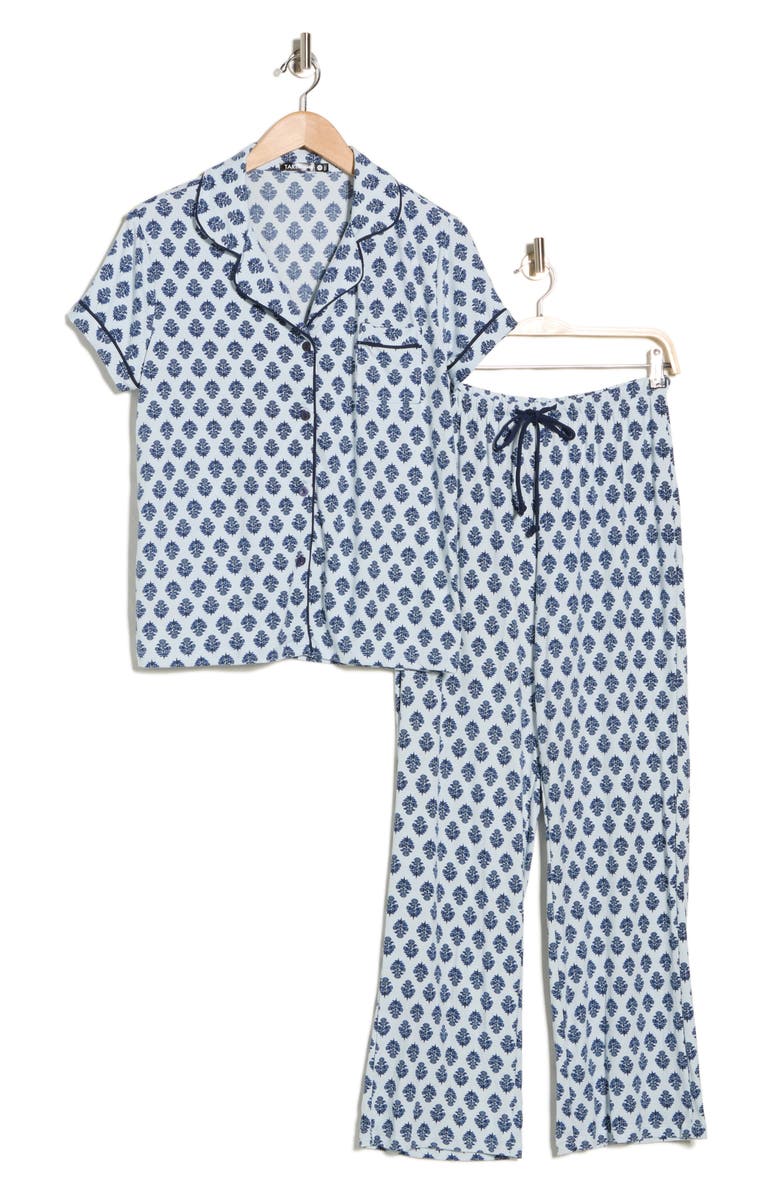 Tart Mana 3-Piece Jersey Pajamas, Alternate, color, Indigo Block Print O